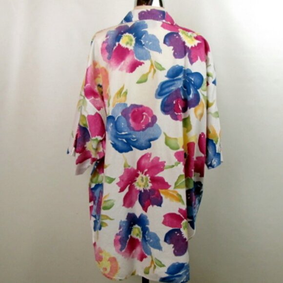 Vintage Women Blouse 22W 42 Large Floral Button Front Short Sleeves Country Boho - Picture 3 of 7